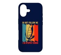 Don't Follow Me I Do Stupid Things Retro Windsurfing Case for iPhone 17