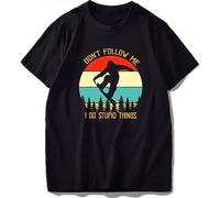 Don't Follow Me T Shirt I Do Stupid Things Snowboarding Monkey Funny Tshirt Size Breathable Soft Basic Tee Top Black(XX-Large)