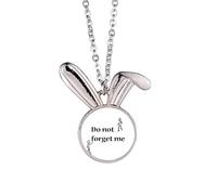 Don't Forget Me Sad Art Deco Fashion Rabbit Necklace Pendant Bunny Animal Jewelry Gift