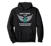 Don't Forget The 22 - USA Veteran Teal Ribbon PTSD Awareness Pullover Hoodie