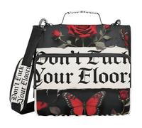 Don't Fuck Your Floors Gothic Style 3 Rings 1.5 inch Zippered Binder Bag with Shoulder Strap & Handle Laege Capacity Portfolios Portfolio Organizer for School/Office