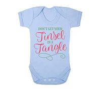 Don't get Your Tinsel in a Tangle Baby Grow Vest, 0-3 Months, Pastel Blue