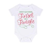 Don't get Your Tinsel in a Tangle Baby Grow Vest, 0-3 Months, White