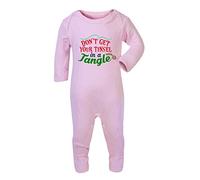 Don't get Your Tinsel in a Tangle [BCX] Baby Romper Jumpsuit with feet, 0-3 Months, Pastel Pink