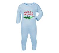 Don't get Your Tinsel in a Tangle [BCX] Baby Romper Jumpsuit with feet, 6-12 Months, Pastel Blue