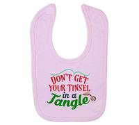 Don't get Your Tinsel in a Tangle [BCX] Cotton Baby bib - Pastel Pink