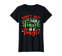 Don't Get Your Tinsel in A Tangle for Christmas Value Graphic T-Shirt, Women, Black, S