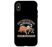 Don't Give Up On Your Dreams Keep Sleeping Funny Sloth Quote Case for iPhone X/XS