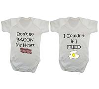 Dont Go Bacon My Heart - Twin Set (2 Baby Vests) Baby Grow Vest Bodysuit Onesie