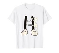 Don't Go Cat Hanging on Leg Value Graphic T-Shirt, Men, White, S