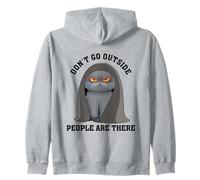 Don't Go Outside People Are There, Cat Outside Sublimation Zip Hoodie