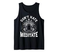 Don't Hate Meditate Frog Mushroom Design Tank Top