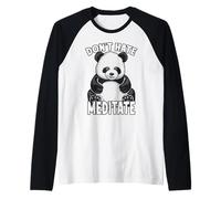Don't Hate Meditate Yoga Panda Bear Raglan Baseball Tee