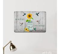 Don't Let Anyone Steal Your Joy Today Metal Sign Sunflower Hummingbirds Inspiring Quote Sayings Metal Tin Sign 8x12in Vintage Country Wall Plaque Poster For Home Bar Pub Garage Road Man Cave