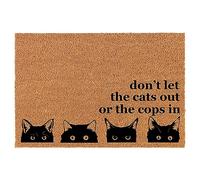 Don't Let The Cats Out Or The Cops In Corner Funny Flannel Doormat Door Mat Entry Mat Housewarming Gift Wedding Gift New Home 24x16 Inch