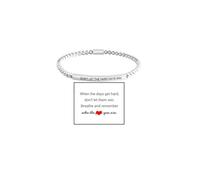 Dont Let The Hard Days Win Beaded Inspire Bracelet For Women, Adjustable Black Obsidian Metal Beads Stainless Steel Band Inspirational Gifts Jewelry, M, Stainless Steel, no gemstone