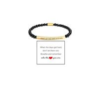 Dont Let The Hard Days Win Beaded Inspire Bracelet For Women, Adjustable Black Obsidian Metal Beads Stainless Steel Band Inspirational Gifts Jewelry, M, Stainless Steel, no gemstone