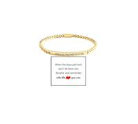 Dont Let The Hard Days Win Beaded Inspire Bracelet For Women, Adjustable Natural Turquoise Obsidian Metal Bracelets Stainless Steel Band Inspirational Gifts Jewelry, L, Stainless Steel, no gemstone