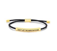 Don't Let the Hard Days Win Bracelet,Adjustable Braided Rope Bracelet for Women,Strength & Motivational Wristband,Inspirational Gift for Women,Proud of You Brace-let,Simple Braided Bra-celet (Golden)