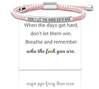Dont Let The Hard Days Win Bracelet, Adjustable Friend Bracelet with Motivational Card Strength Women Pink Bracelets Don't Let The Hard Days Win Bracelets Suitable for Gifting to Family Friends and Gi