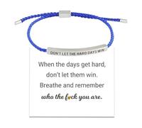 Dont Let The Hard Days Win Bracelet for Women,Adjustable Braided Rope Engraved Bracelets,Stainless Steel Engraved Motivational Word Inspirational Bracelet for Family Friends
