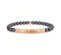 Don't Let The Hard Days Win Bracelet for Women, Inspirational Beaded Bracelets, 18K Gold Plated Stainless Steel Engraved Bar, Motivational Strength Jewelry Gift for Her, Anxiety Relief Affirmation