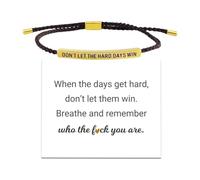 Don't Let The Hard Days Win Bracelet for Women Men, Handmade Braided Adjustable Hand Wrap Stainless Steel To My Daughter/Best Friend Inspirational Gifts Ladies Jewelry