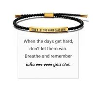 Dont Let The Hard Days Win Bracelet Inspirational Bracelet for Women Black Leather Pink Braid Inspirational Religious Christian Encouragement Mental Health Reminder Tough Times Jewelry Birthday Gift