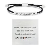 Dont Let the Hard Days Win Bracelet, Inspirational Gifts for Women, Don't Let the Hard Days Win Bracelet Inspirational Bracelets with Card Adjustable Bracelets for Women Girls Friends Titanium Steel