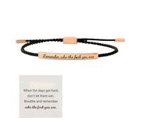 Don't Let The Hard Days Win Bracelet,Remember Who The You Are Motivational Strength Bracelet,Waterproof Adjustable Handmade Braided Tube Bracelets, With Inspirational Card（Gold）