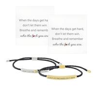 Dont Let The Hard Days Win Bracelet Set, 2 PCS Motivational Bracelets for Women, Adjustable Titanium Steel Bracelet with Cards, Silver Gold Inspirational Jewellery for Daily Wear and Gift Giving
