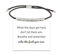 Dont Let The Hard Days Win Bracelet, Strength Bracelet,Adjustable Handmade Braided Bracelets Stainless Steel Tube Engraved Inspirational Bracelets for Women Men, Inspirational Jewelry Gifts