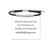 Don't Let the Hard Days Win Bracelet,Strength Bracelet,Adjustable Handmade Hand Braided,Suitable for Birthday Gifts for Family and Friends,Inspirational Gifts for Women,Simple Braided Brace-let