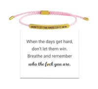 Dont Let The Hard Days Win Bracelet,Strength Bracelet with Card,Adjustable Handmade Braided Bracelets Titanium Stainless Steel Tube Engraved Inspirational Bracelets Jewelry Gifts for Women Girls