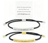 Don't Let The Hard Days Win Bracelet, Weaving Bracelet for Women, Inspirational Jewelry Gift for Family Friends Girls, Adjustable Wristband with Empowering Message(Gold + Silver)