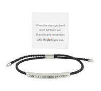 Don't Let The Hard Days Win Bracelet, Weaving Bracelet for Women, Inspirational Jewelry Gift for Family Friends Girls, Adjustable Wristband with Empowering Message(Silver)