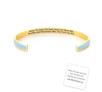 Don't Let The Hard Days Win Color Bangle, Remember Who The Fuck You Are Inspirational Cuff Bracelet, Engraved Motivational Message Color Bangle Bracelets, Jewelry Gifts for Women (Blue)