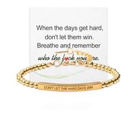 Dont Let The Hard Days Win Engraved Beaded Bracelet, GOD IS IN CONTROL Gold Stainless Steel Tube Inspirational Bracelets, Religious Motivational Bracelet Jewelry Gift for Women (#4)