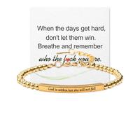 Dont Let The Hard Days Win Engraved Beaded Bracelet, GOD IS IN CONTROL Gold Stainless Steel Tube Inspirational Bracelets, Religious Motivational Bracelet Jewelry Gift for Women (#1)