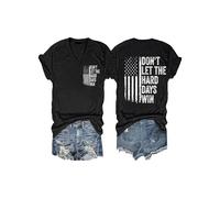 Dont Let The Hard Days Win T Shirts V Neck Casual Tops for Women (Black XXL)