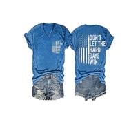 Dont Let The Hard Days Win T Shirts V Neck Casual Tops for Women (Blue L)