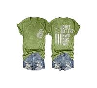 Dont Let The Hard Days Win T Shirts V Neck Casual Tops for Women (Green XL)