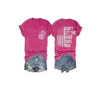 Dont Let The Hard Days Win T Shirts V Neck Casual Tops for Women (Red L) (L Red)
