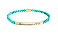 Don't Let The Hard Days Win Turquoise Tube Bracelet, Handmade Bead Adjustable Motivational Tube Bracelets, Inspirational Engraved Bracelet Jewelry Gifts for Women Friends