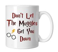Don't Let the Muggles Get You Down Novelty Mug: Premium 11oz Coffee Cup, Double-Sided Print, Dishwasher & Microwave Safe, Harry Inspired Wizardry Mug, Unisex Novelty Gift for Birthday & Christmas