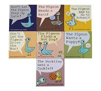 Don't Let the Pigeon Series 7 Books Collection Set by Mo Willems (Pigeon Drive the Bus, Stay Up Late, Ducking Gets a Cookie, Finds a Hot Dog, Needs a Bath, Wants a Puppy & Has to Go to School)