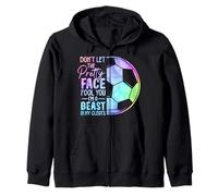 Don't Let The Pretty Face Fool You I'm A Beast In My Cleats Zip Hoodie