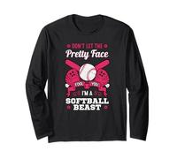 Don't let the pretty face fool you I'm a softball beast Long Sleeve T-Shirt