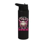 Don't Let The Pretty Face Fool You I'm A Softball Beast Stainless Steel Insulated Water Bottle
