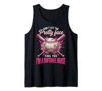 Don't Let The Pretty Face Fool You I'm A Softball Beast Tank Top